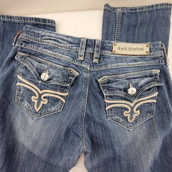 ROCK REVIVAL Jeans Women's 30 Blue Medium Wash 30x33 Hazel Straight Leg - Picture 4 of 16